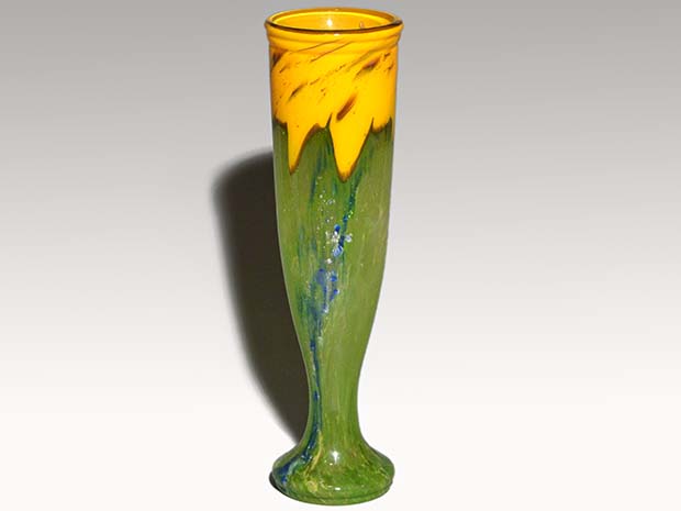 ガラス花瓶 70年代  花入 モダン アールヌーボー ガレ ドーム アールデコ